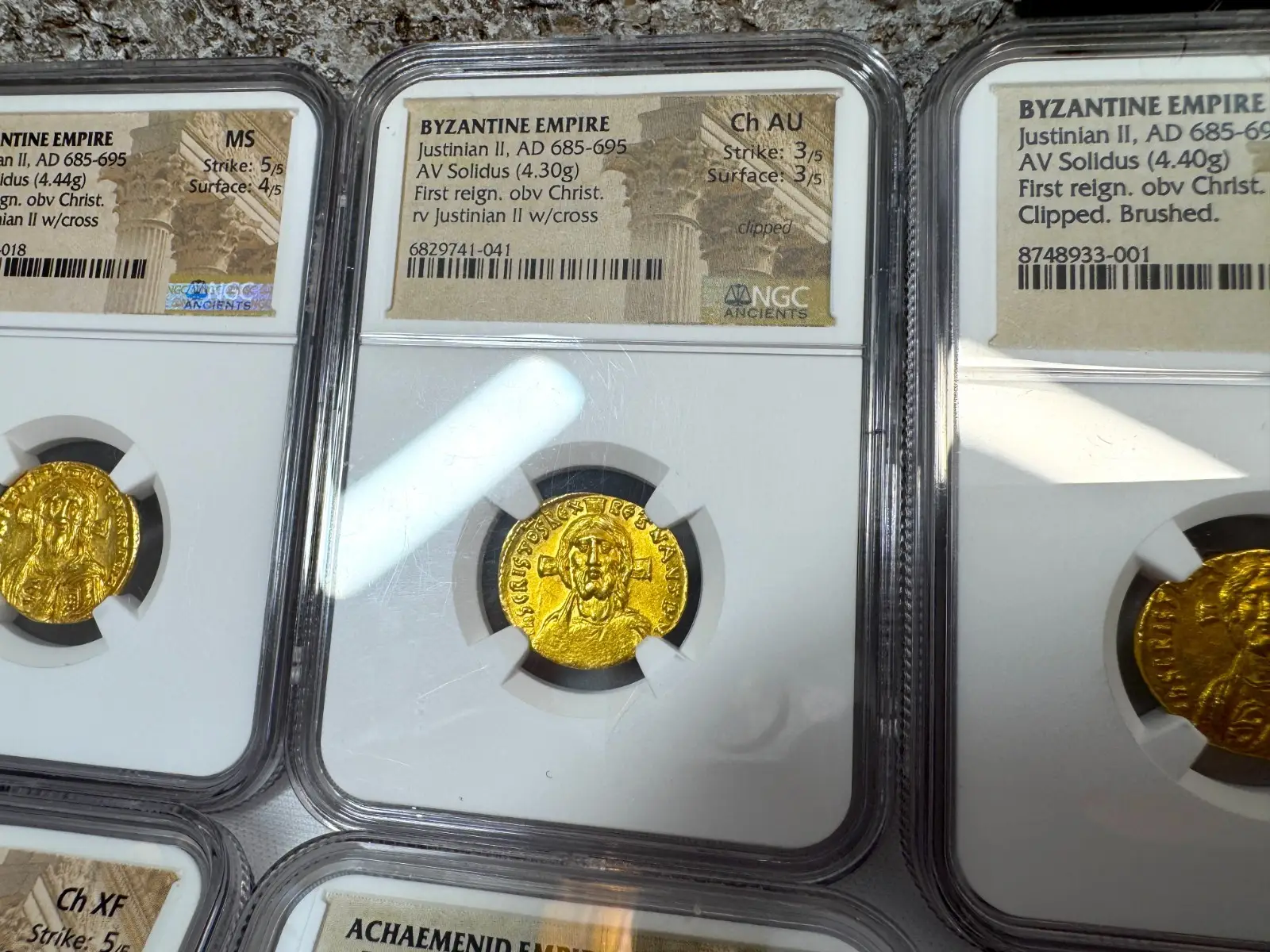 Byzantine Empire "JESUS CHRIST" Justinian II First Reign NGC CH AU #741-041 21