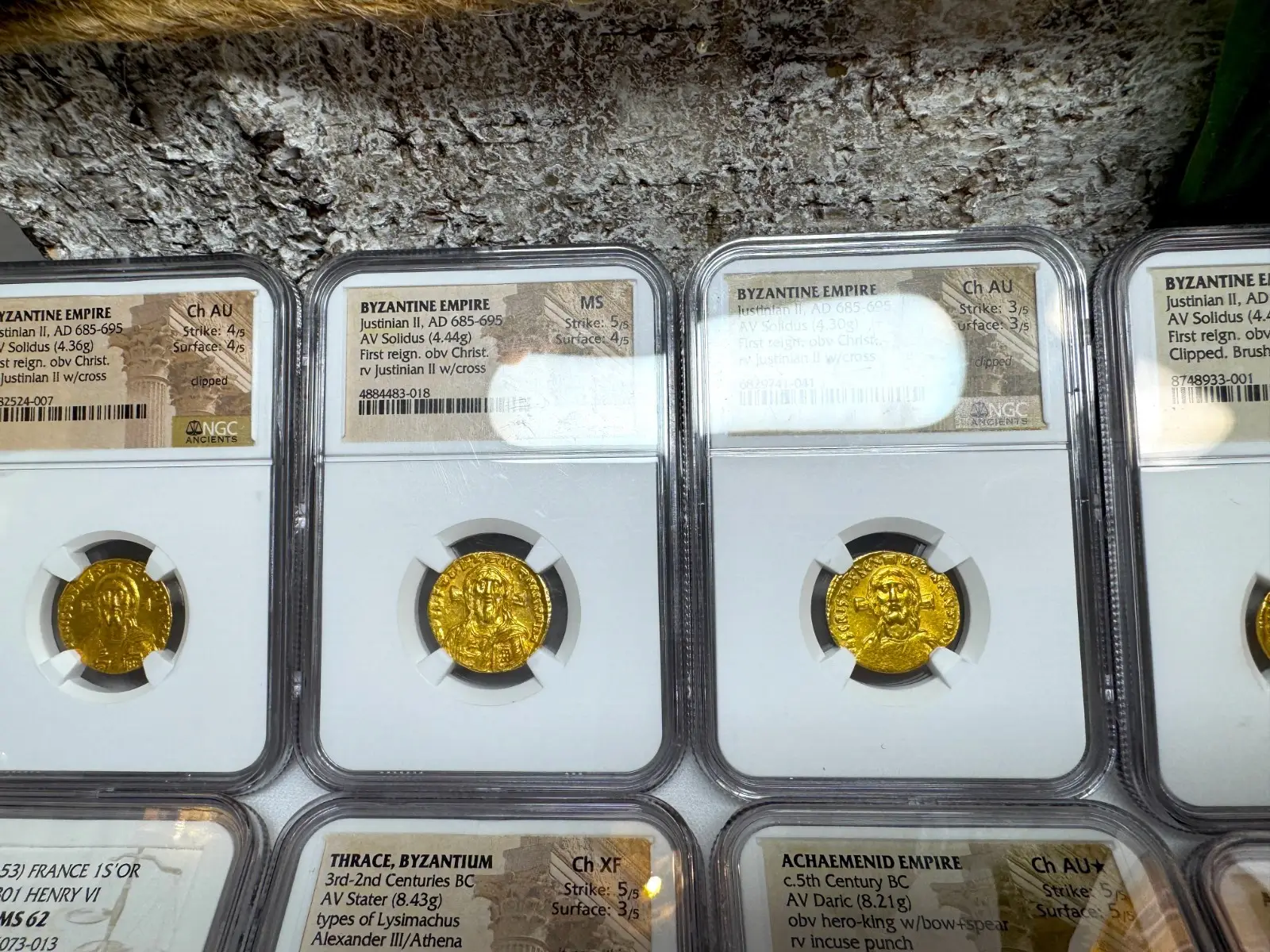 Byzantine Empire "JESUS CHRIST" Justinian II First Reign NGC CH AU #741-041 15