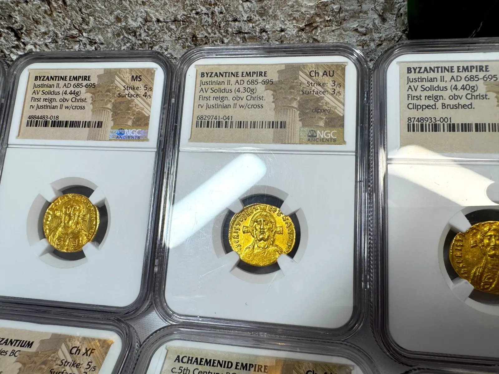 Byzantine Empire "JESUS CHRIST" Justinian II First Reign NGC CH AU #741-041 11