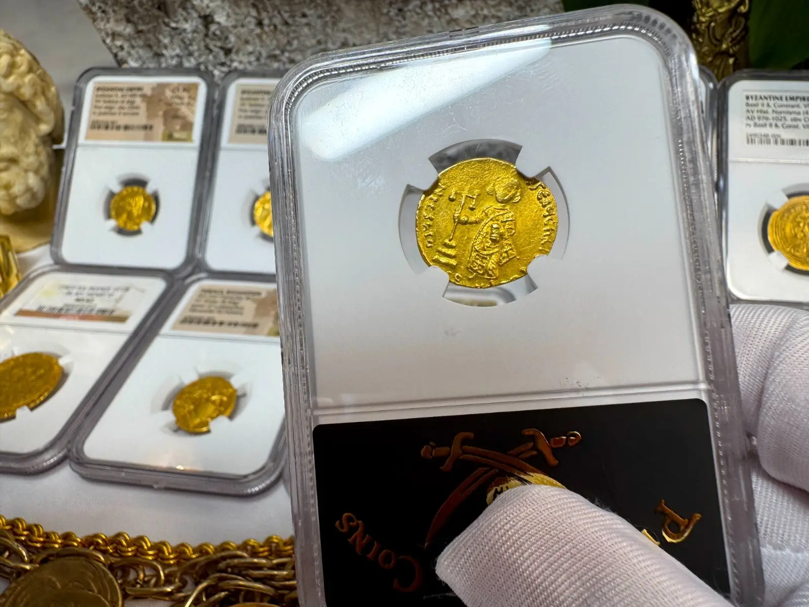 Byzantine Empire "JESUS CHRIST" Justinian II First Reign NGC CH AU #741-041 5