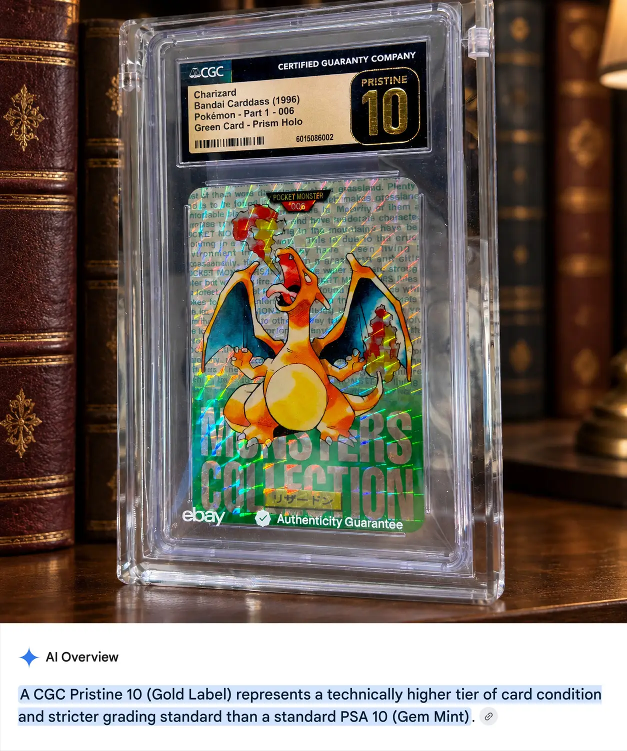 POP 8! CGC 10 PRISTINE ~CHARIZARD CARDDASS~ JAPANESE VENDING #6 POKEMON 1996 3