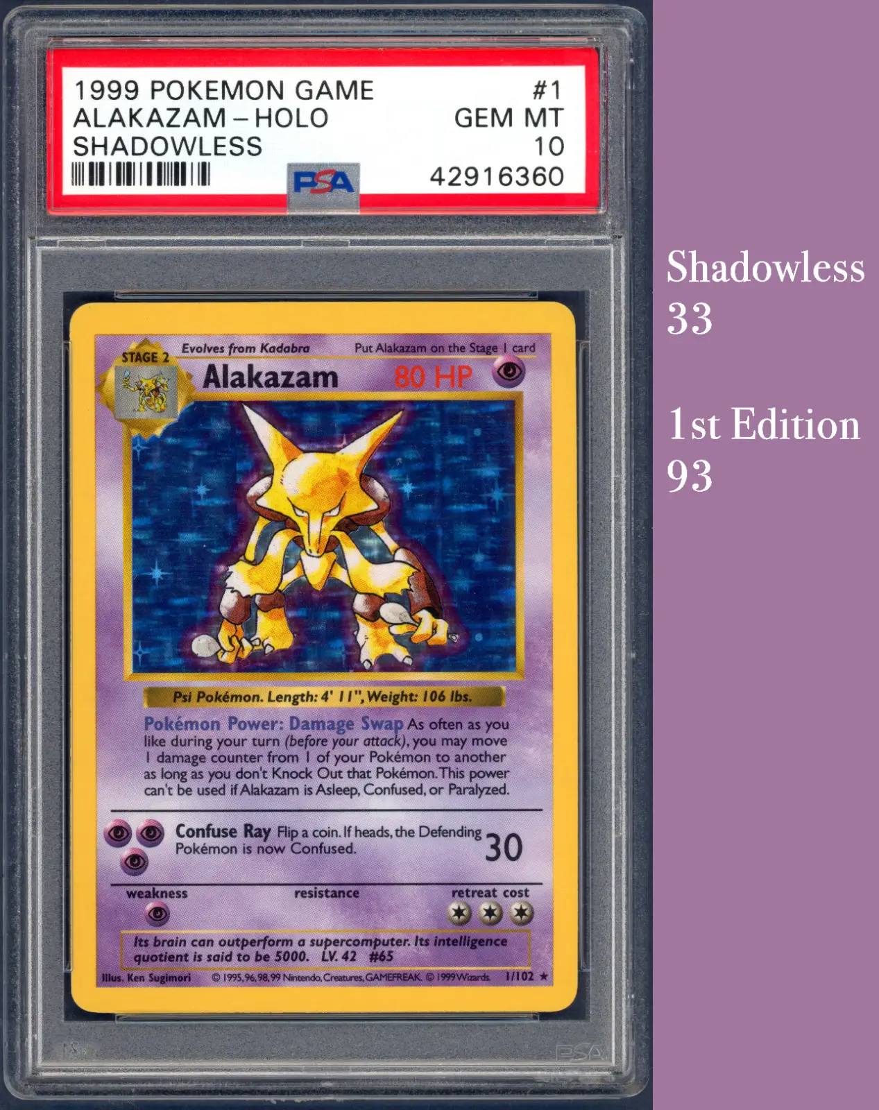 Pokemon Shadowless 1999 PSA 10 Base Set! Charizard, Blastoise, Venusaur, Mewtwo, Chansey 2