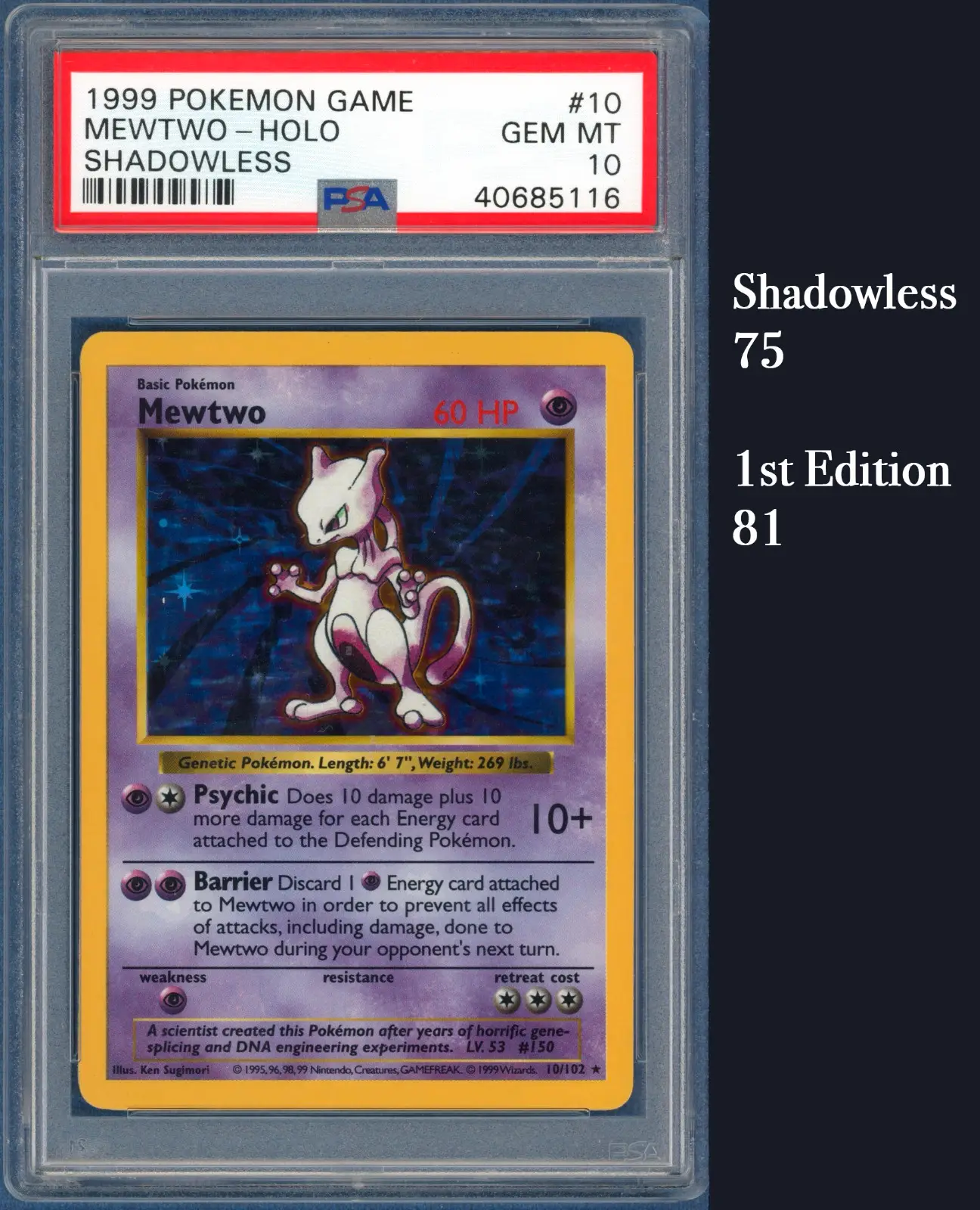 Pokemon Shadowless 1999 PSA 10 Base Set! Charizard, Blastoise, Venusaur, Mewtwo, Chansey 15