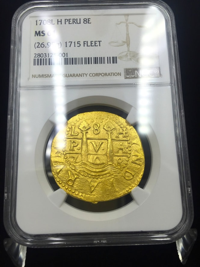 Peru 8 Escudos 1708 "1715 Fleet" NGC 61 Only 5 Known