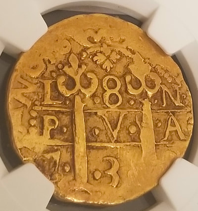 Peru 8 Escudos 1738 "Double Dated!" NGC 50 Pirate Gold Coins Treasure 2