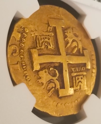 Peru 8 Escudos 1738 "Double Dated!" NGC 50 Pirate Gold Coins Treasure 4