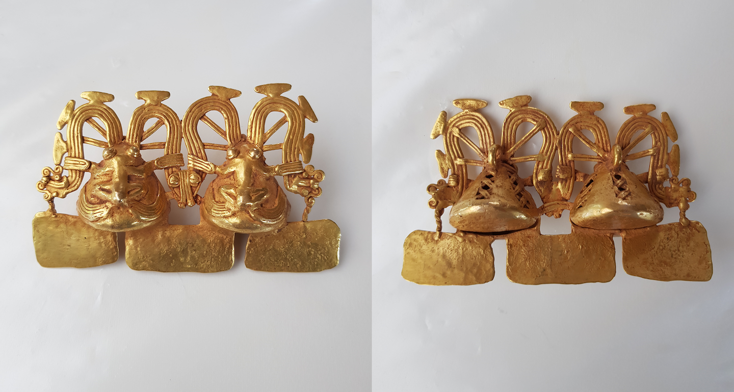 Diquis Gold Pendant Depicting Two Frog Figures