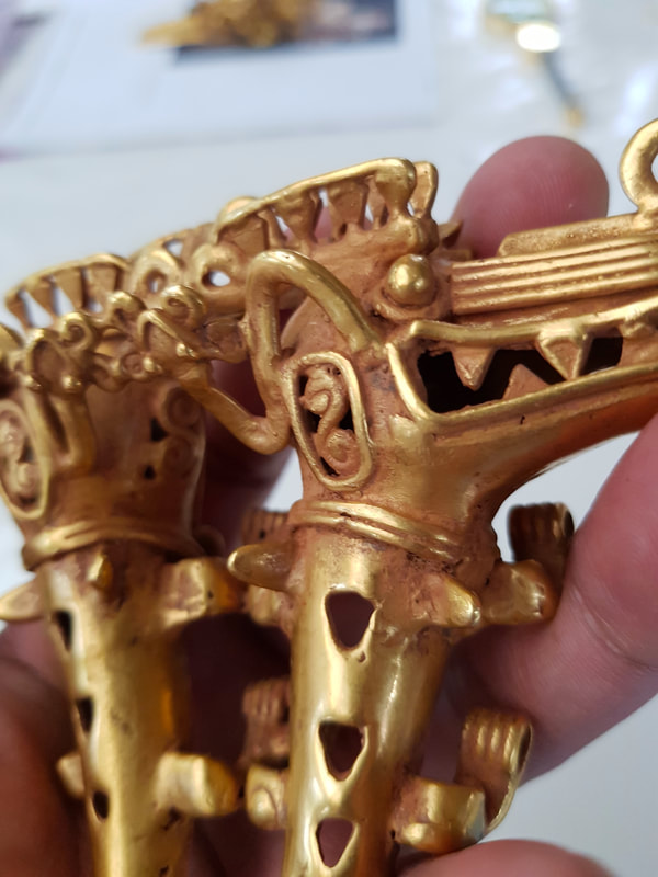 Diquis Gold Pendant Depicting Two Zoomorphic Crocodile Figure 9