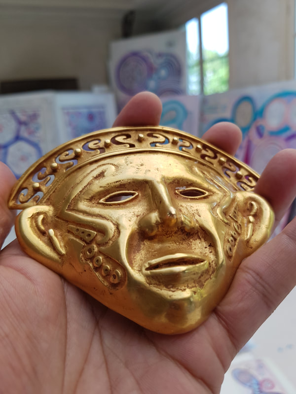 Tierradentro Gold Mask Depicting a Human Head 7