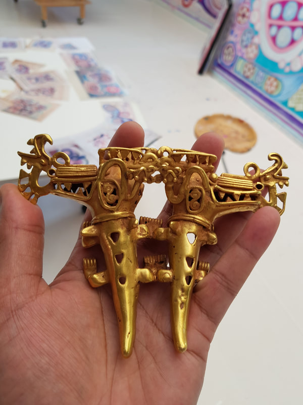 Diquis Gold Pendant Depicting Two Zoomorphic Crocodile Figure 5