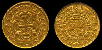 Spain 8 Escudos 1700 "Charles II" NGC 53 Only 1 Known 9