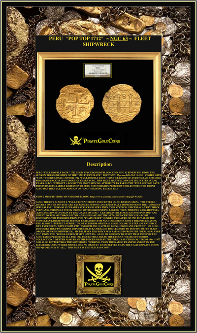 Peru 8 Escudos 1712 "Full Double Date" NGC 63 Finest Known 10