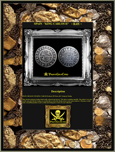 SPAIN 2 REALES 1769 KING CARLOS II almost 250 Years old!  Gorgeous Toning 4