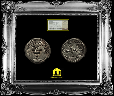 JUDAEA  66 - 70 AD  AR SHEKEL  ~ NGC MS 5x4 ~  "JEWISH WAR- GREAT REVOLT"  YEAR 3!  JERUSALEM 3