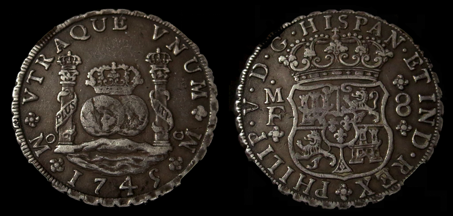 MEXICO  1745/4   "PILLAR DOLLAR"  8 REALES  "SHIPWRECK REYGERSDAHL" ~ NGC 40 ~