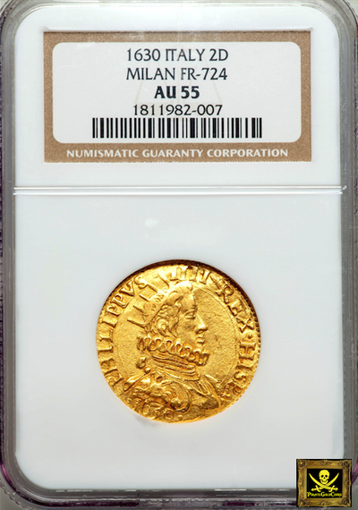 ITALY   1630  2 DOPPIE   "KING PHILIP IV"  ~ NGC 55 ~ 2