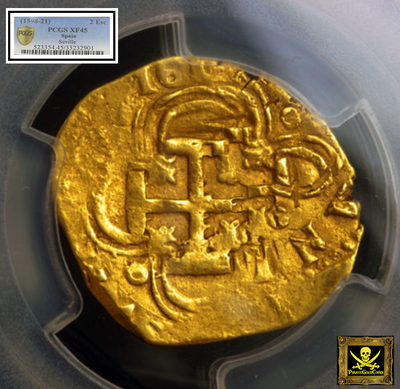 Spain 2 Escudos 161x "Dated- Seville Mint" PCGS 45 2