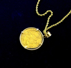 Authentic Spain 1 Escudos 1516-56 Shipwreck Jewelry Treasure Coin Pendant 2