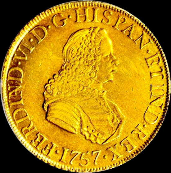 Peru 8 Escudos 1757 PCGS 53