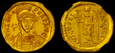 ROMAN EMPIRE "ZENO" 2nd Reign AD 476-491 ~ NGC MS 5x3 CONSTANTINOPLE AV SOLIDUS – GOLD Coin 4