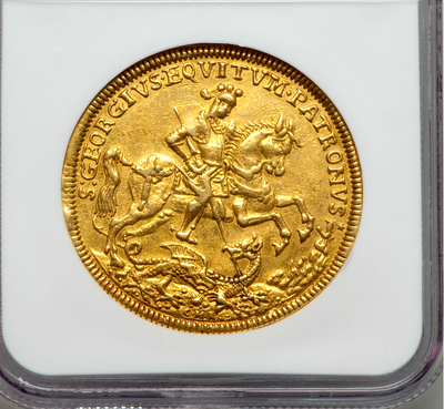 HUNGARY  5 DUCAT  "KNIGHT SLAYING DRAGON"   ~ NGC 55 ~ 2
