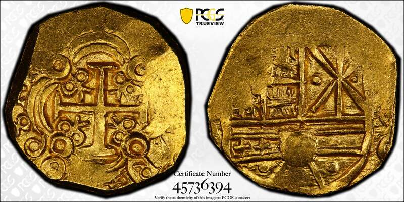 Colombia 2 Escudos 1698 "1715 Fleet Shipwreck" PCGS 62 2