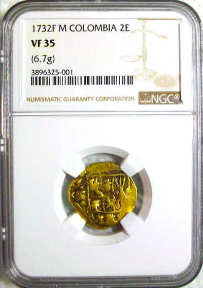Colombia 2 Escudos 1732 "Dated" NGC 35 Only 1 Known 2
