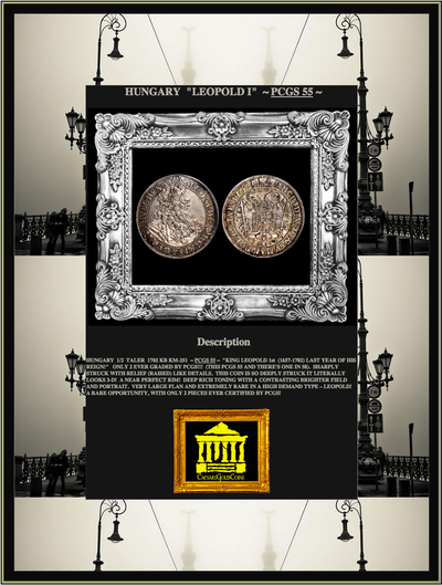 HUNGARY  LEOPOLD I  1657-1702   1/2 TALER  ~ PCGS 55 ~ 5