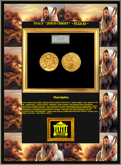 ITALY 1346-64 GOLD COIN 1 ZEECH  ~ PCGS 63 ~  MINT STATE DUCAT "JESUS CHRIST" 650+ YRS OLD! 5