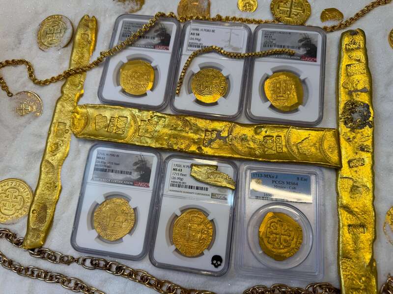 Peru 8 Escudos 1698 "1715 Fleet Shipwreck" NGC 58 57