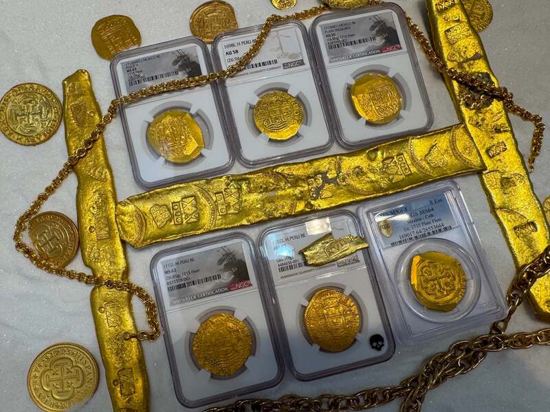 Peru 8 Escudos 1698 "1715 Fleet Shipwreck" NGC 58 72