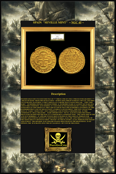 Spain 8 Escudos 1721 NGC 45 Only 3 Ever Graded 13