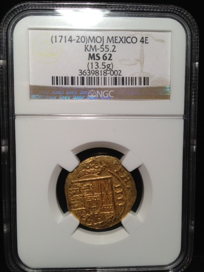 Mexico 4 Escudos 1714-20 NGC 62 5