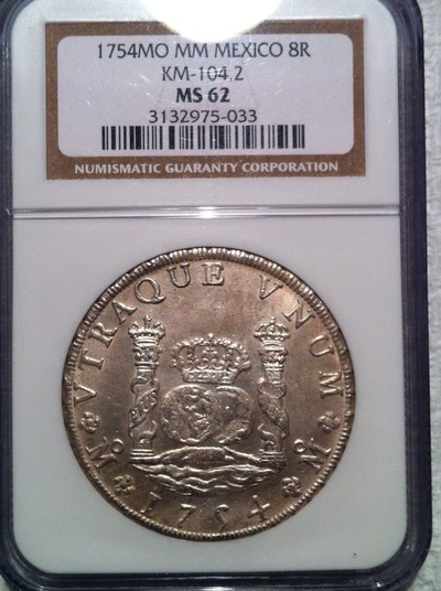 MEXICO  1754  8 REALES  ~ NGC 62 ~ PILLAR DOLLAR 2