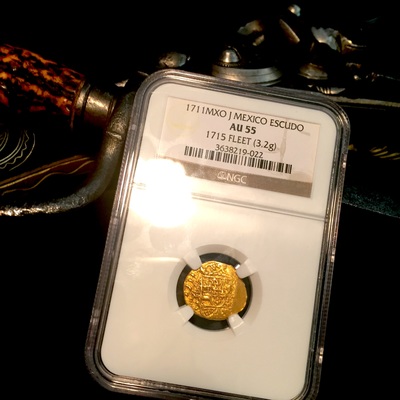 Mexico 1 Escudo 1711 "1715 Plate Fleet Shipwreck" NGC 55 3