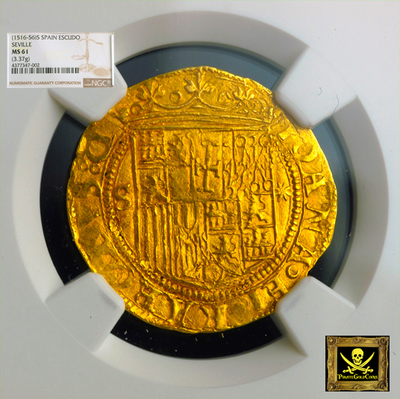 Spain 1 Escudo 1516- 1556 "seville" NGC 61 5