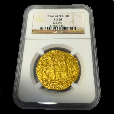 Peru 8 Escudos 1716 NGC 58  6