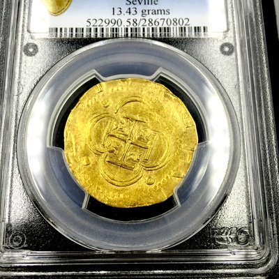 Spain 4 Escudos "King Philip II" 21556-98 PCGS 58 8