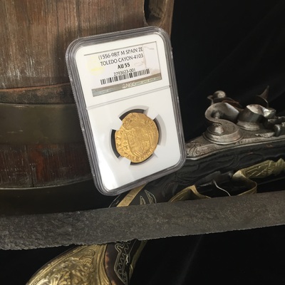 Spain 2 Escudos 1556-98 "King Philip II" NGC 55 "Toledo Mint" 8