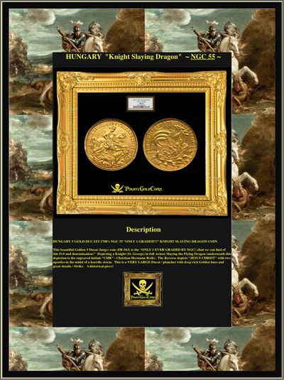 HUNGARY  5 DUCAT  "KNIGHT SLAYING DRAGON"   ~ NGC 55 ~ 5