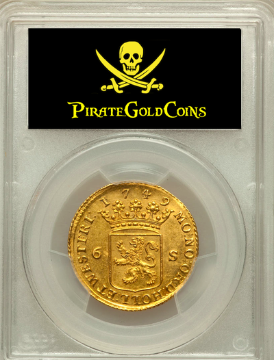 NETHERLANDS- HOLLAND  1749  6 STUIVERS (1/2 GULDEN)    ~ PCGC 62 ~ 5
