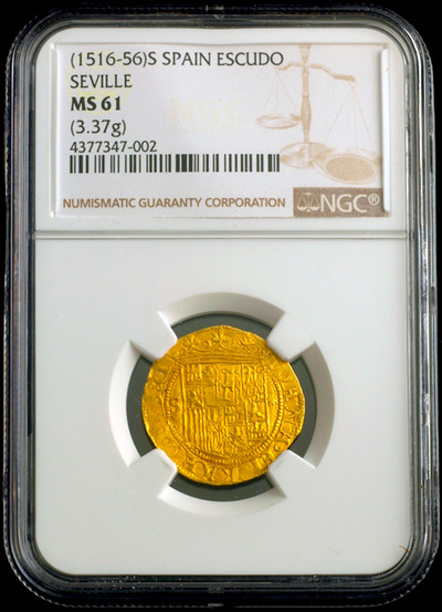 Spain 1 Escudo 1516- 1556 "seville" NGC 61 3