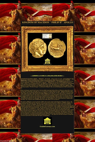 KINGDOM OF MACEDON (GREEK), "PHILIP II" 359-336 BC GOLD COIN "ALEXANDER III" ~ NGC CH AU 5 X 4 ~! 3