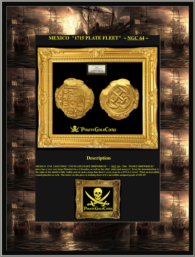 Mexico 2 Escudos 1714 "1715 Plate Fleet Shipwreck" NGC 64 6
