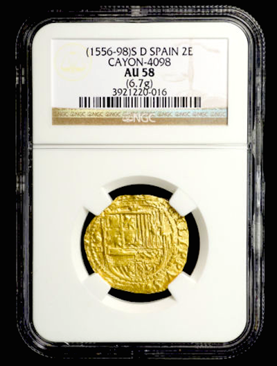 Spain 2 Escudos 1556-98 NGC 58 8