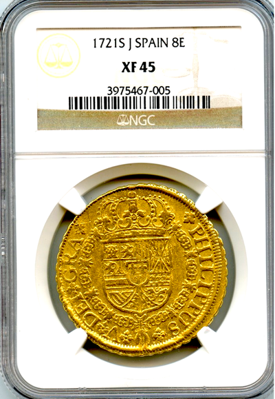 Spain 8 Escudos 1721 NGC 45 Only 3 Ever Graded 8