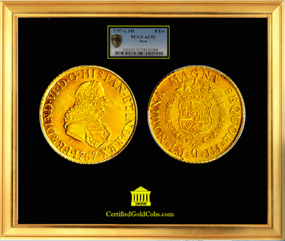 Peru 8 Escudos 1757 PCGS 53 2