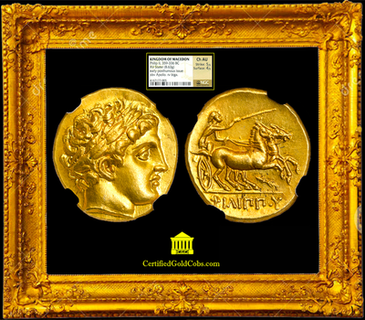 KINGDOM OF MACEDON (GREEK), "PHILIP II" 359-336 BC GOLD COIN "ALEXANDER III" ~ NGC CH AU 5 X 4 ~! 2