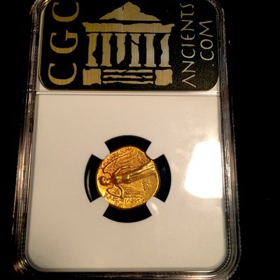 KINGDOM of MACEDON- ALEXANDER III THE GREAT! 336BC NGC AU 5X5 AV STATER ATHENA – SELEUCID 7