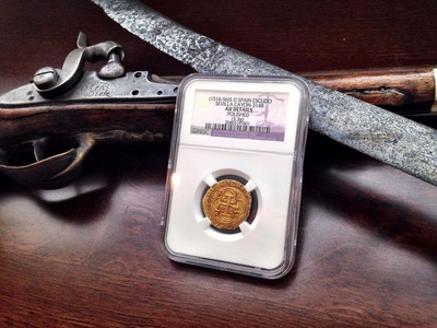 Spain 1 Escudo 1516- 1556 NGC AU DETAILS 3